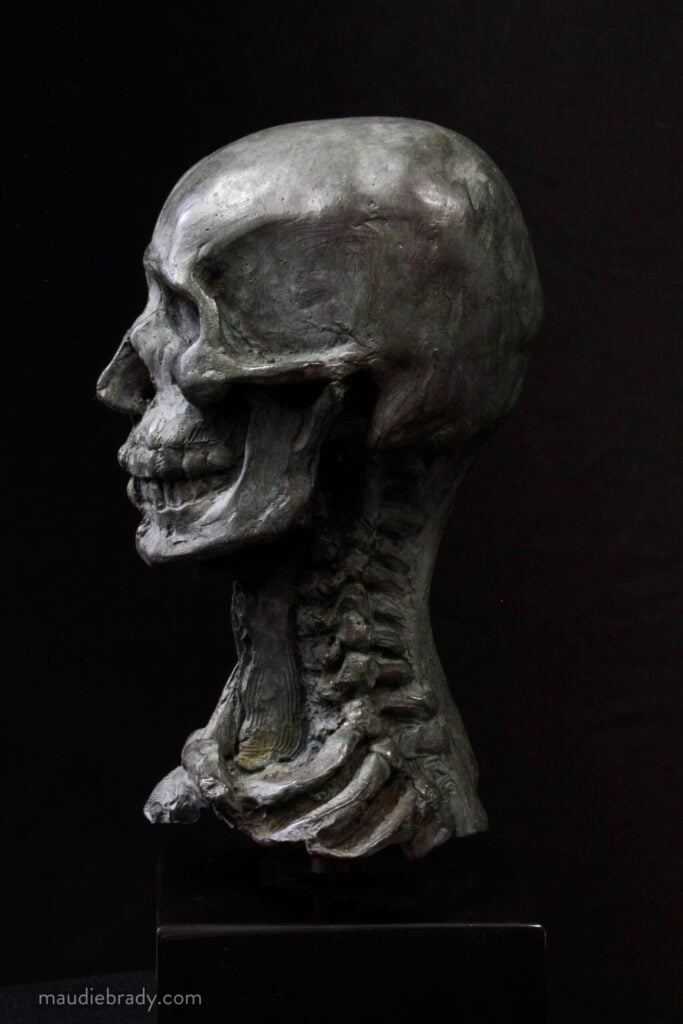 Small Ecorche head in bronze
