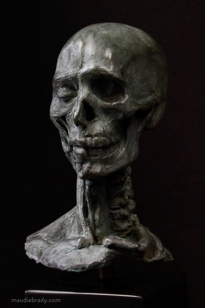 Small Ecorche head in bronze
