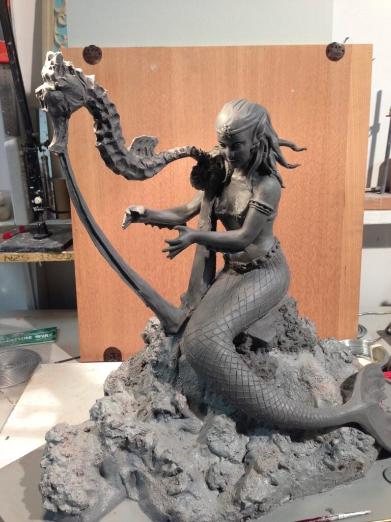 Harp mermaid plasticine maquette