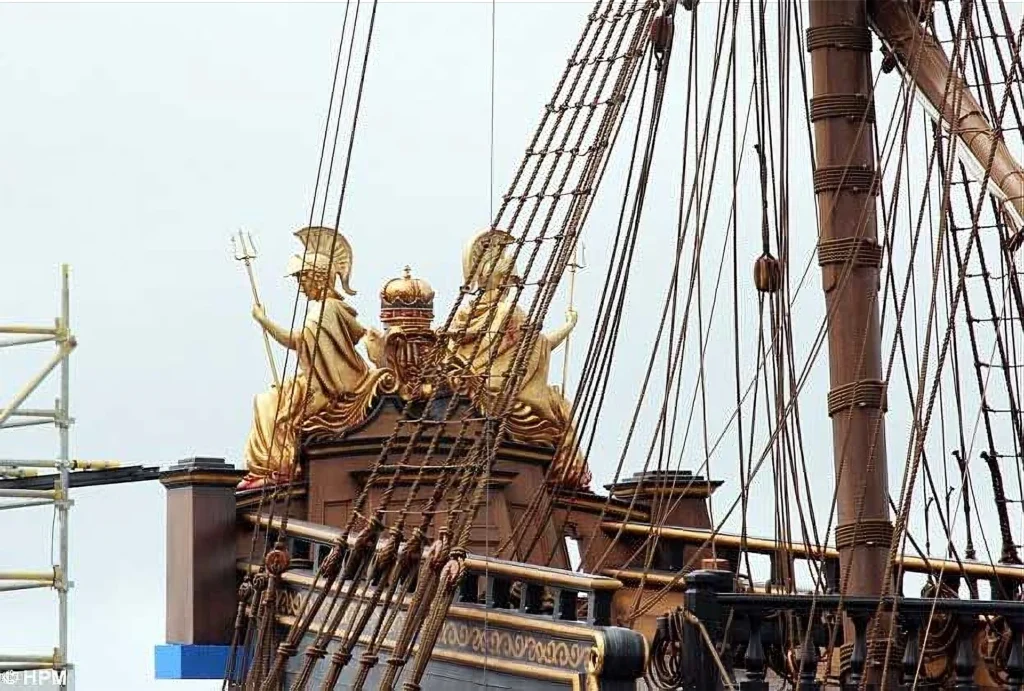Britannicas in place on ship stern
